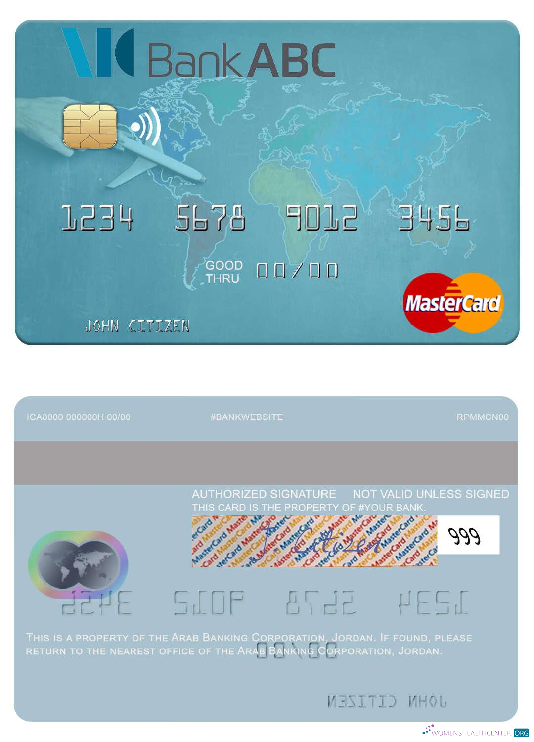 Download Jordan Arab Banking Corporation mastercard Photoshop template